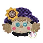 Scarecrow Face Girl Applique | Machine Embroidery Designs by JuJu