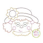 Scarecrow Face Girl Bean Embroidery | Machine Embroidery Designs by JuJu