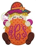 Scarecrow Girl Peeker Applique | Machine Embroidery Designs by JuJu
