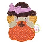 Scarecrow Girl Pumpkin Peeker Applique | Machine Embroidery Designs by JuJu
