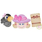 Scarecrow Trio Girl Sketch | Machine Embroidery Designs by JuJu