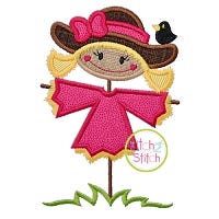 Scarecrow With Crow Girl Applique | Machine Embroidery Designs by JuJu