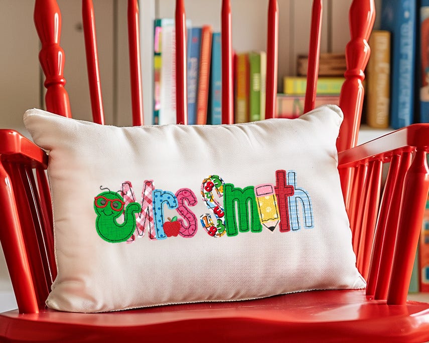 School Alphabet Embellishment Kit | Machine Embroidery Designs by JuJu