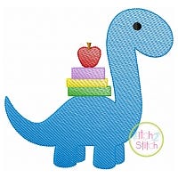School Brontosaurus Sketch | Machine Embroidery Designs by JuJu