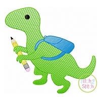 School T-Rex Sketch | Machine Embroidery Designs by JuJu