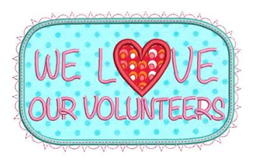 FREE We Love Our Volunteers Applique Embroidery Design