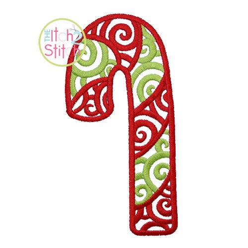 Scroll Candy Cane Embroidery | Machine Embroidery Designs by JuJu