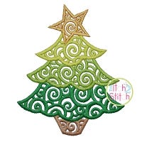 Scroll Christmas Tree Embroidery | Machine Embroidery Designs by JuJu