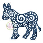 Scroll Donkey Embroidery | Machine Embroidery Designs by JuJu