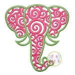 Scroll Elephant Head Embroidery | Machine Embroidery Designs by JuJu