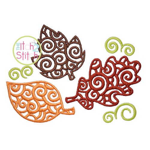 Scroll Leaf Set Embroidery