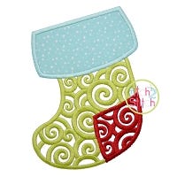 Scroll Stocking Applique | Machine Embroidery Designs by JuJu