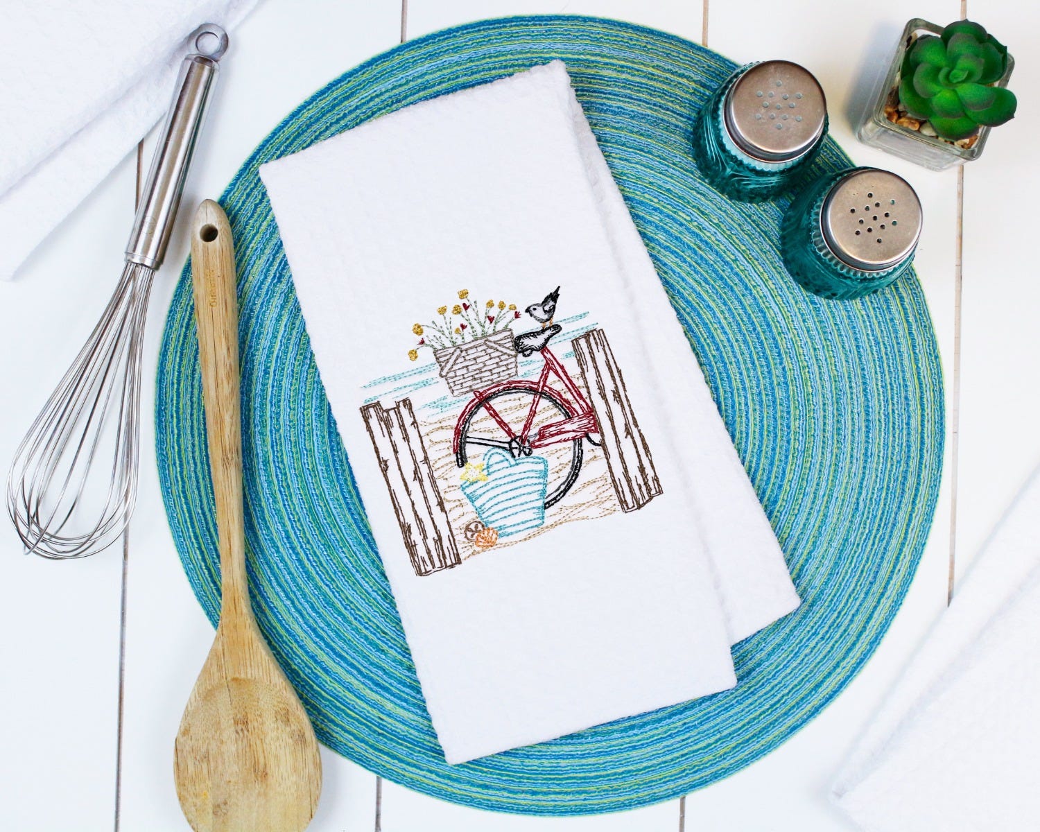 Seaside Bike Vintage Sketch | Machine Embroidery Designs by JuJu