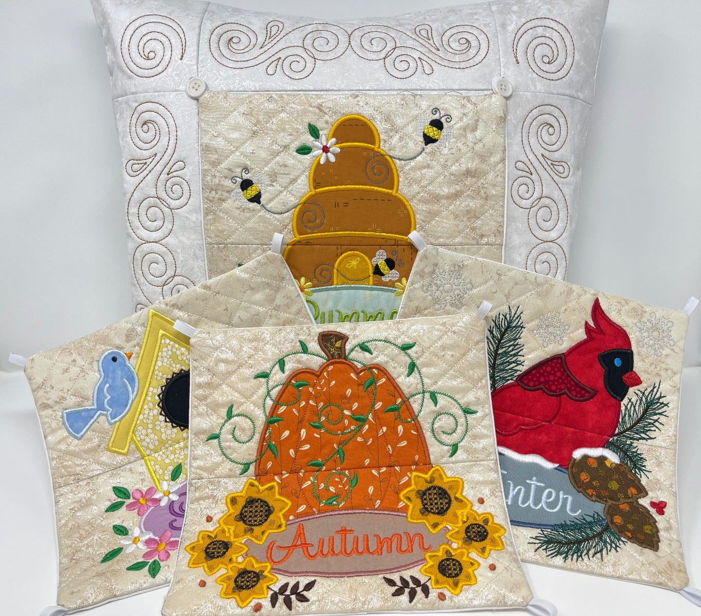 ITH Interchangeable Seasonal Pillow | Machine Embroidery Designs by JuJu