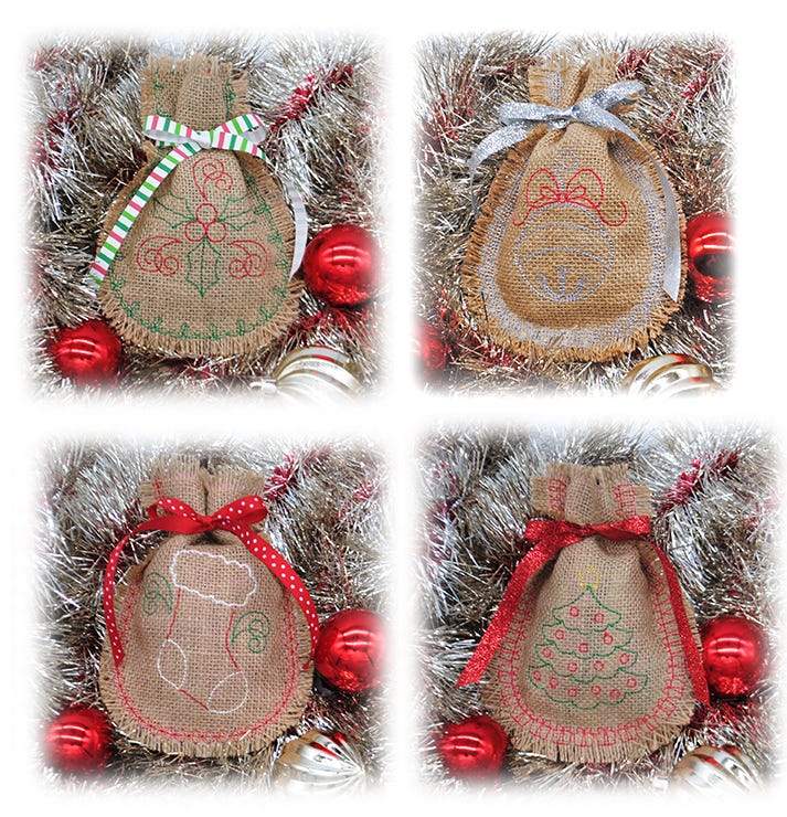 Simply Seasonal Gift Bags Set 2 | Machine Embroidery Designs by JuJu