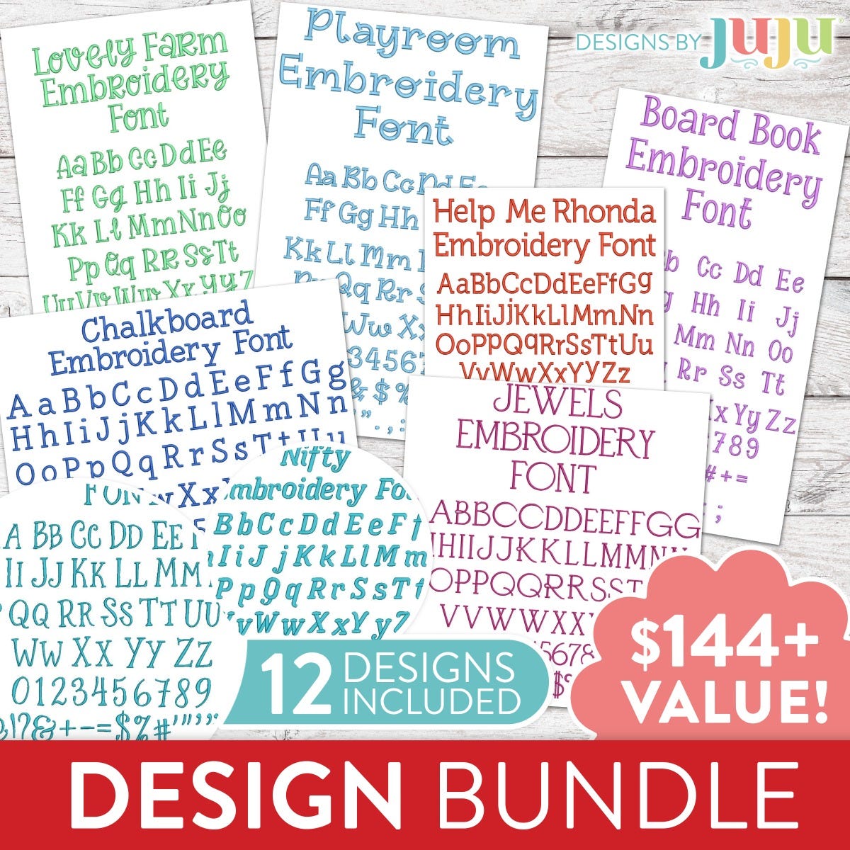 Serif Embroidery Font 1 Bundle