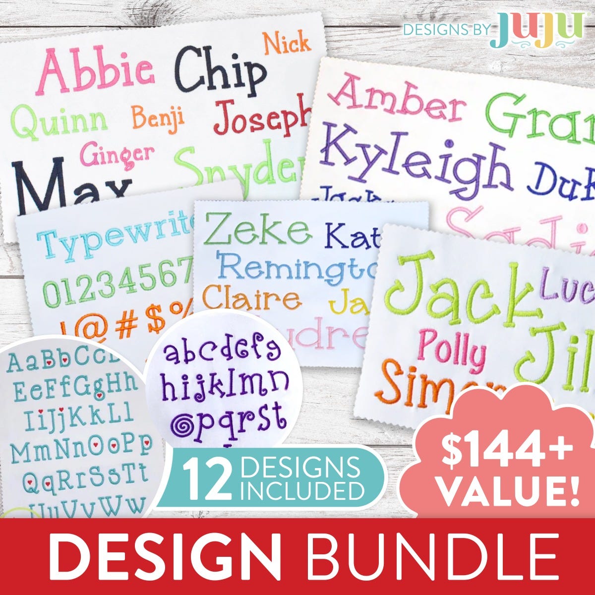 Serif Embroidery Font 2 Bundle