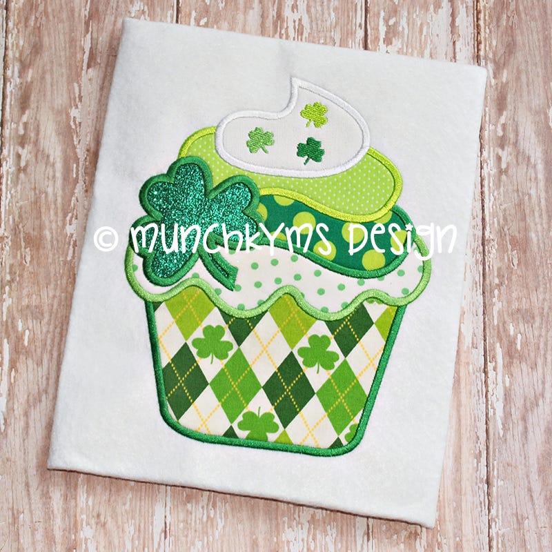 Shamrock Cupcake Applique | Machine Embroidery Designs by JuJu