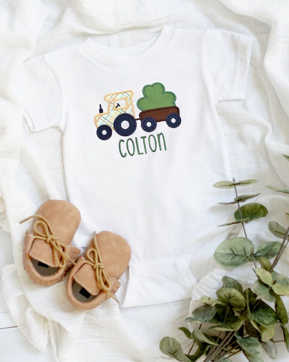 Shamrock Tractor | Machine Embroidery Designs by JuJu