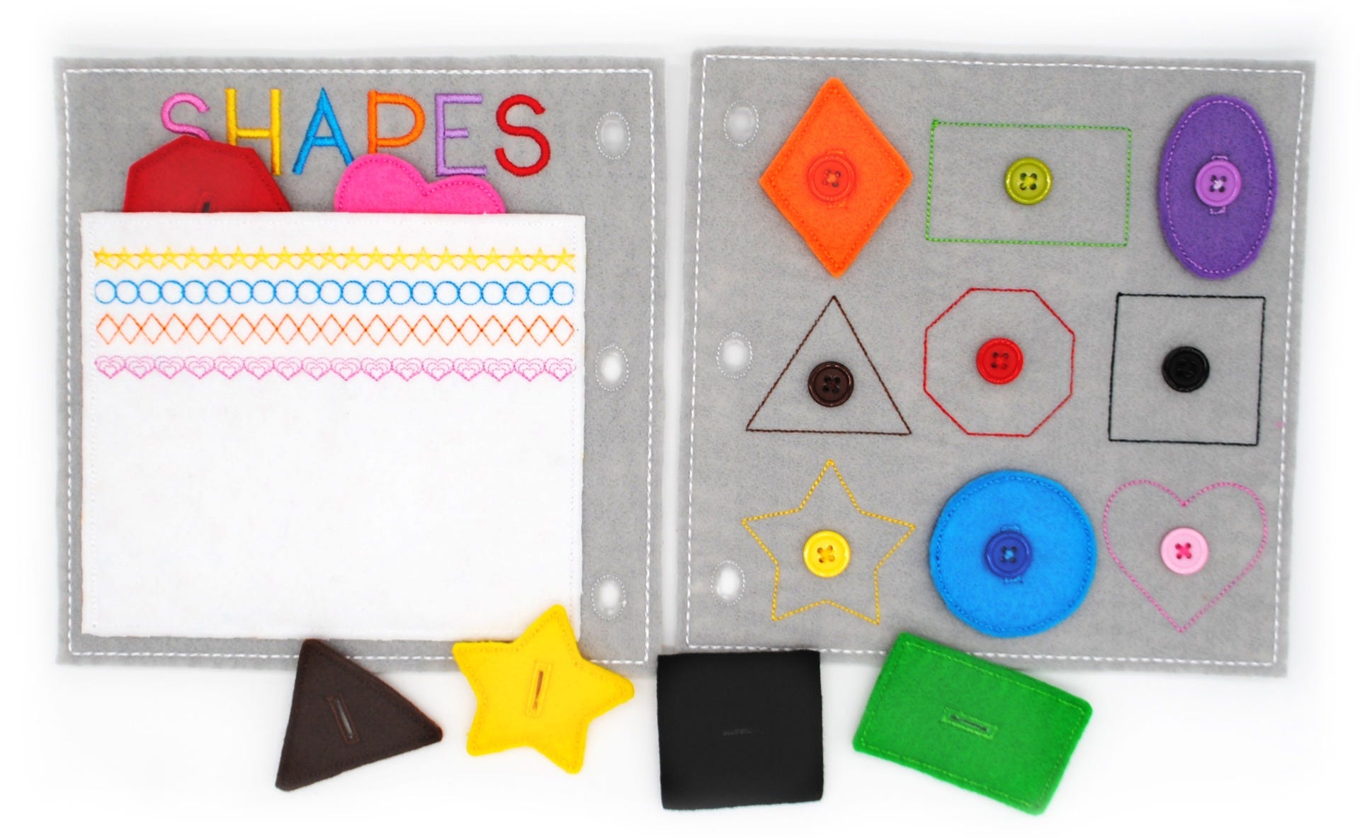 Busy Book Page Shape Match Deluxe | Machine Embroidery Designs by JuJu