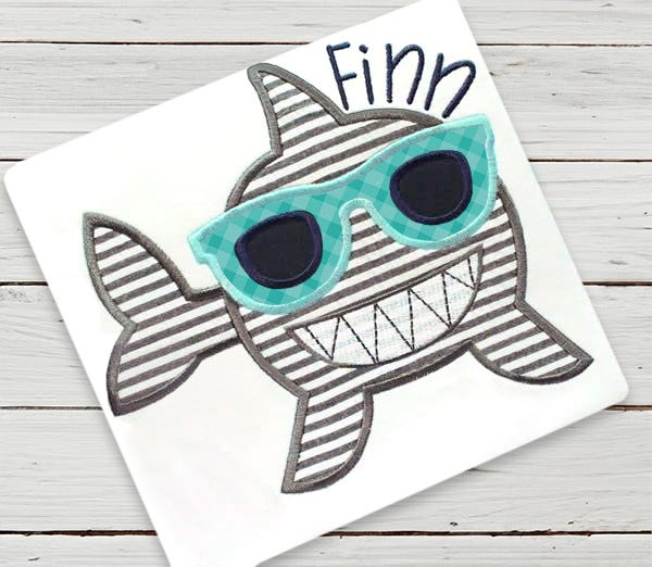 Sunglass Shark | Machine Embroidery Designs by JuJu