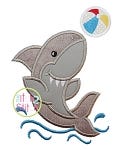 Shark Beach Ball Applique | Machine Embroidery Designs by JuJu