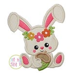 Sitting Bunny Acorn Applique | Machine Embroidery Designs by JuJu