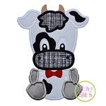 Sitting Cow Boy Applique | Machine Embroidery Designs by JuJu