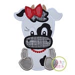 Sitting Cow Girl Applique | Machine Embroidery Designs by JuJu