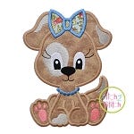 Sitting Dog Girl Applique | Machine Embroidery Designs by JuJu