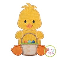 Sitting Duck Basket Boy Applique | Machine Embroidery Designs by JuJu