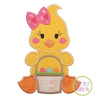 Sitting Duck Basket Girl Applique | Machine Embroidery Designs by JuJu