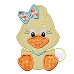 Sitting Duck Girl Applique | Machine Embroidery Designs by JuJu