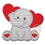 Sitting Elephant Hearts Applique | Machine Embroidery Designs by JuJu