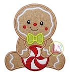 Sitting Gingerbread Boy Applique | Machine Embroidery Designs by JuJu
