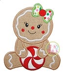 Sitting Gingerbread Girl Applique | Machine Embroidery Designs by JuJu