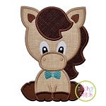 Sitting Horse Boy Applique | Machine Embroidery Designs by JuJu
