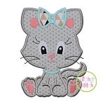 Sitting Kitty Girl Applique | Machine Embroidery Designs by JuJu