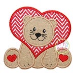 Sitting Lion Hearts Applique | Machine Embroidery Designs by JuJu