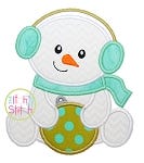 Sitting Snowman Ornament Applique | Machine Embroidery Designs by JuJu