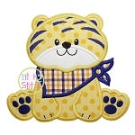 Sitting Tiger Mascot Applique | Machine Embroidery Designs by JuJu