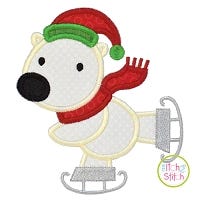 Skating Polar Bear Applique | Machine Embroidery Designs by JuJu