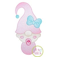 Gnome Baby Girl Sketch | Machine Embroidery Designs by JuJu