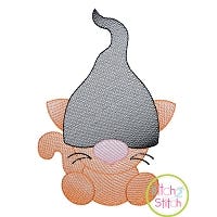Gnome Cat Sketch | Machine Embroidery Designs by JuJu