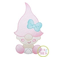 Gnome Toddler Girl Sketch | Machine Embroidery Designs by JuJu