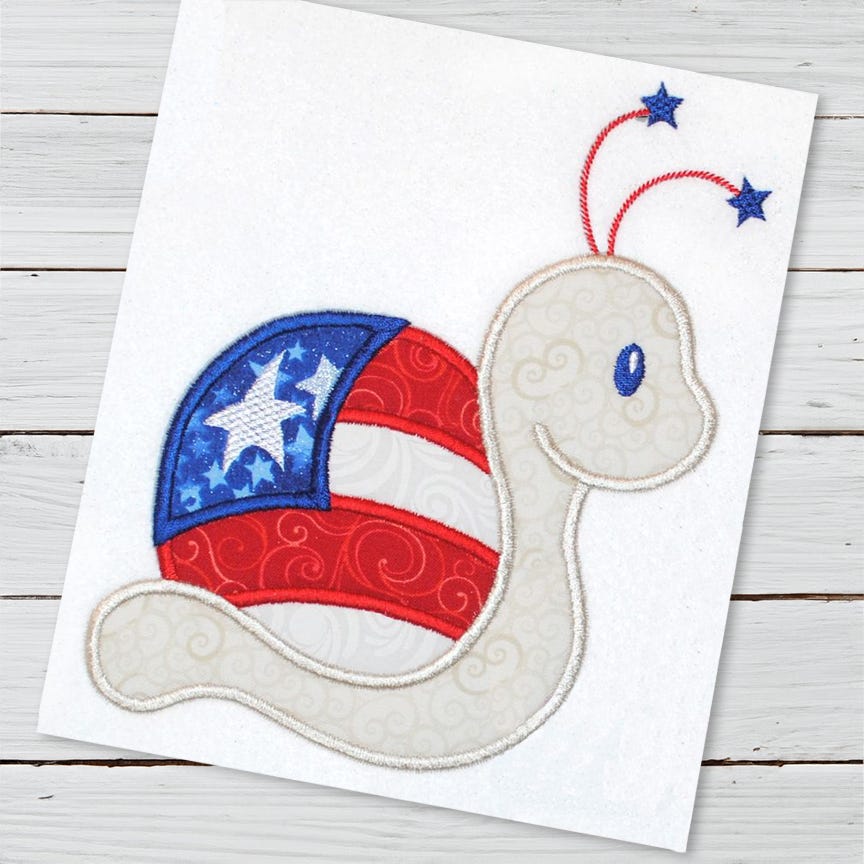 4th of July Snail | Machine Embroidery Designs by JuJu