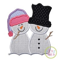 Snowman Couple Applique | Machine Embroidery Designs by JuJu