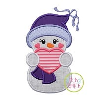 Snowgirl Holding Heart Applique | Machine Embroidery Designs by JuJu