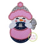 Snowgirl Ornament Peeker Applique | Machine Embroidery Designs by JuJu