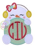 Snowman Peeker Girl Applique | Machine Embroidery Designs by JuJu